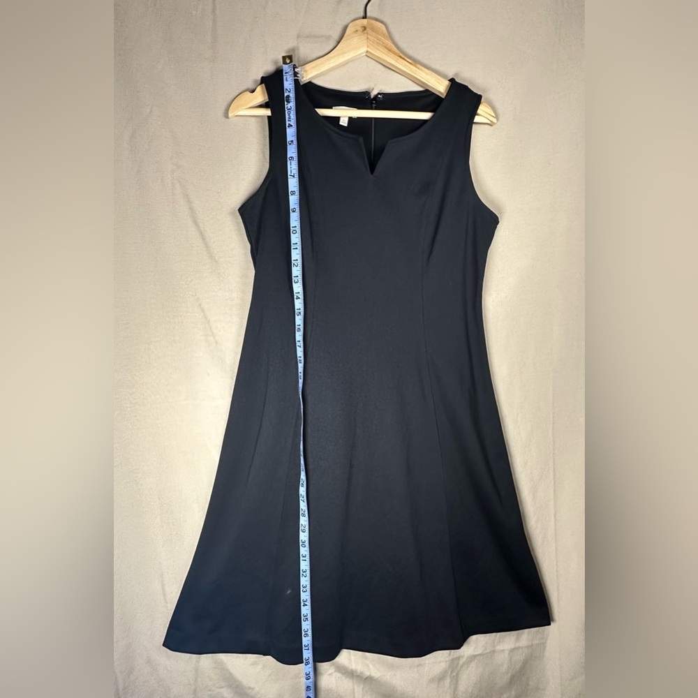 Talbots Black Sleeveless V-Notch Fit Flare Dress Elegant - Picture 4 of 8